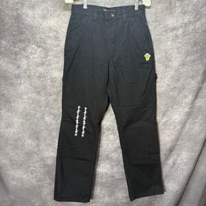 Vans x Elijah Berle Loose Fit Carpenter Pants Mens 28 Black Barbed Wire Flame